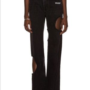 Womens Off White Cut Out Jean Pants